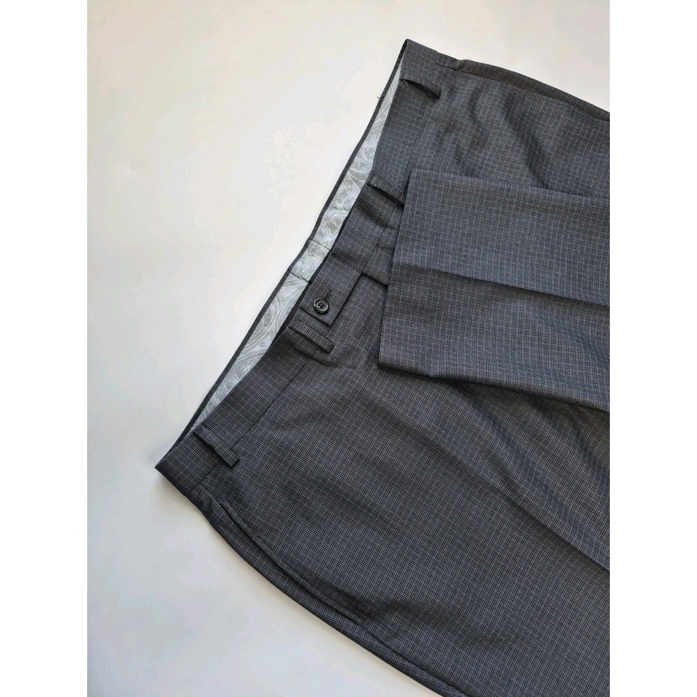 Lauren Ralph Lauren Mens 40x30 Gray Check Dress Pants Flat Front Straight Leg